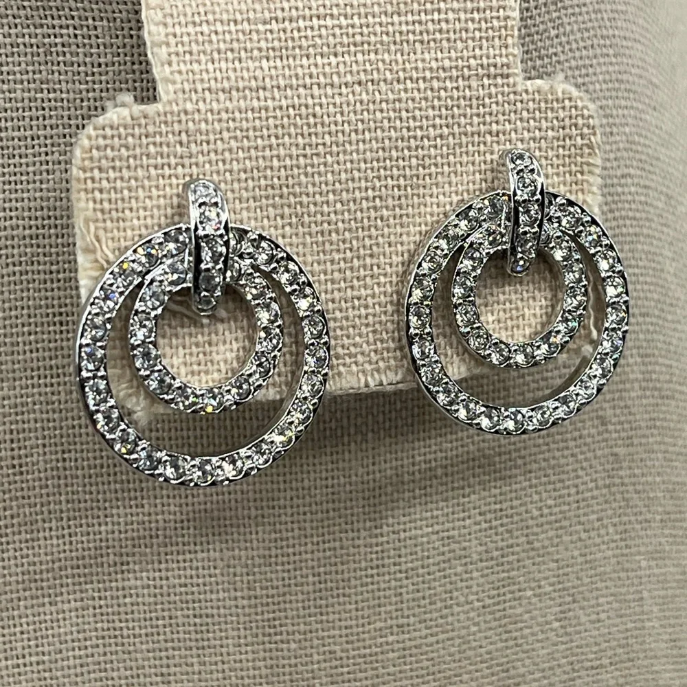 Nolan Miller Glamour Collection Pave Triple Circle Earrings w/ Box and Cert - Picture 10 of 17